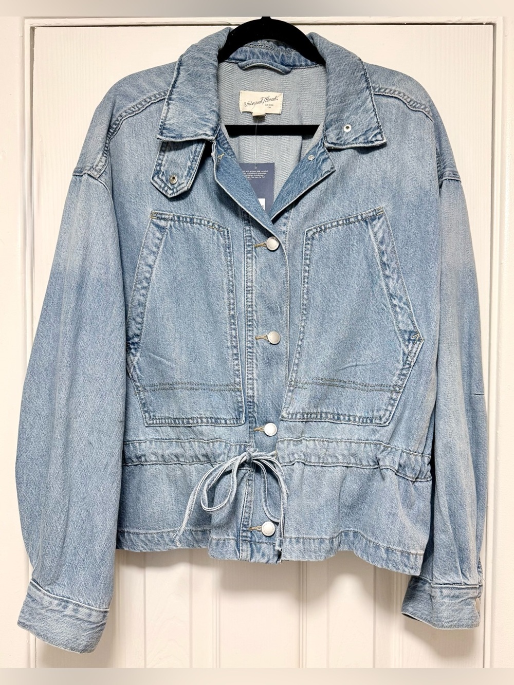 Universal Thread Light Wash Denim Drawstring Jean Jacket